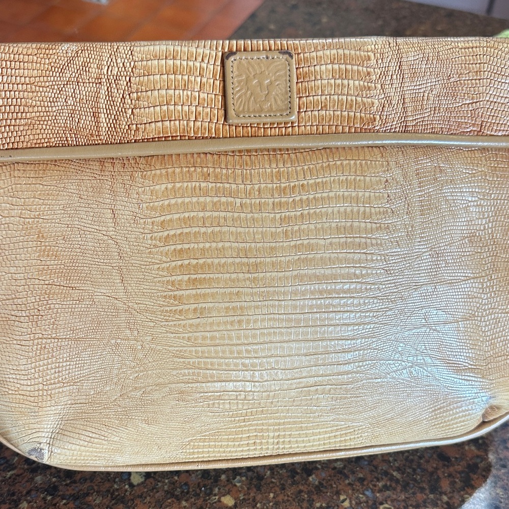 Anne Klein Tan Crocodile-Embossed Shoulder Bag